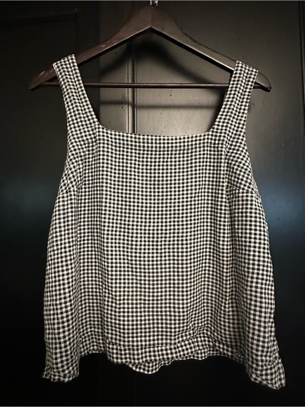 a new day Black and White Gingham Square Neck Tank